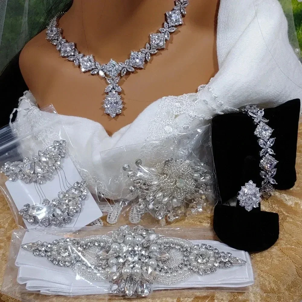 7pc One-Of-A-Kind Bridal Tiara Set for Weddings - Picture 9 of 17